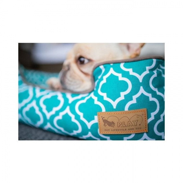 play-moroccan-dog-bed-teal-with-dog-2